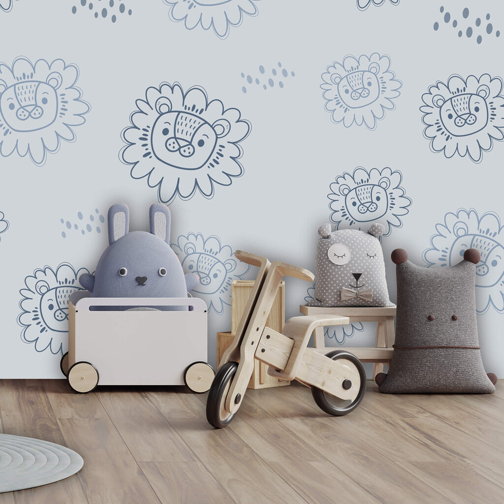 Wzór z niebieskimi lwami