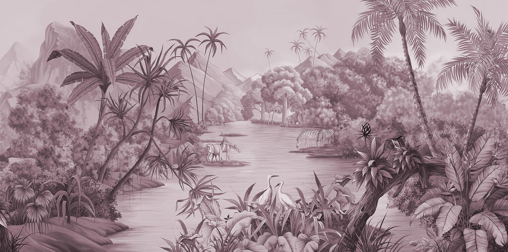A river with zebras and mountains A river with zebras and mountains