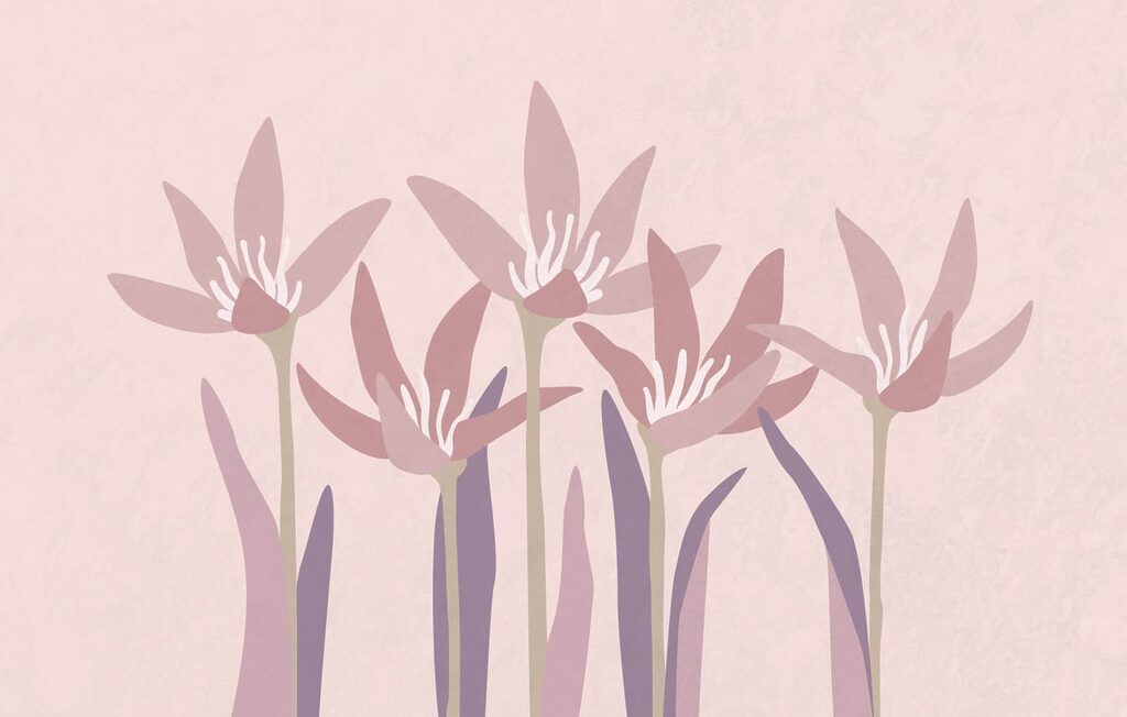 Group of flowers with purple stems