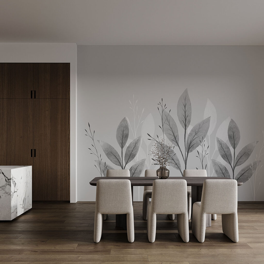 Elegancki, monochromatyczny wzór w stylu botanicznym Elegancki, monochromatyczny wzór w stylu botanicznym