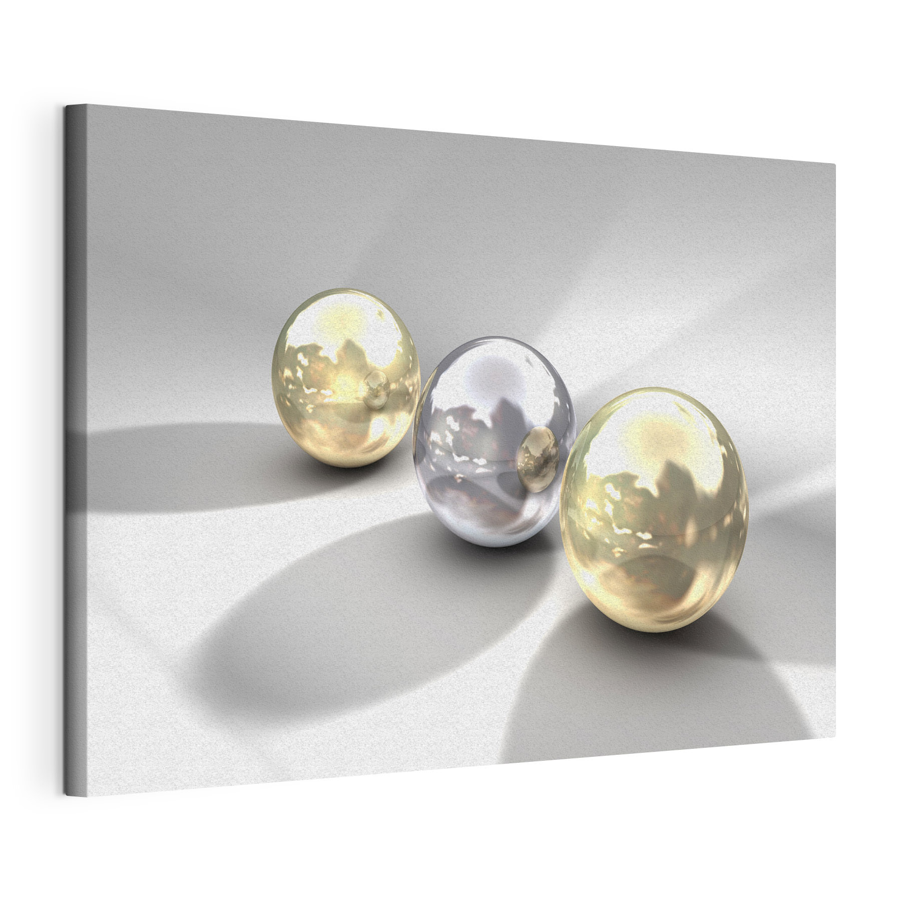 Three reflective spheres on a surface Three reflective spheres on a surface