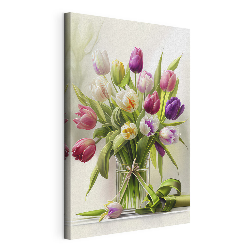A bouquet of tulips in a glass vase A bouquet of tulips in a glass vase