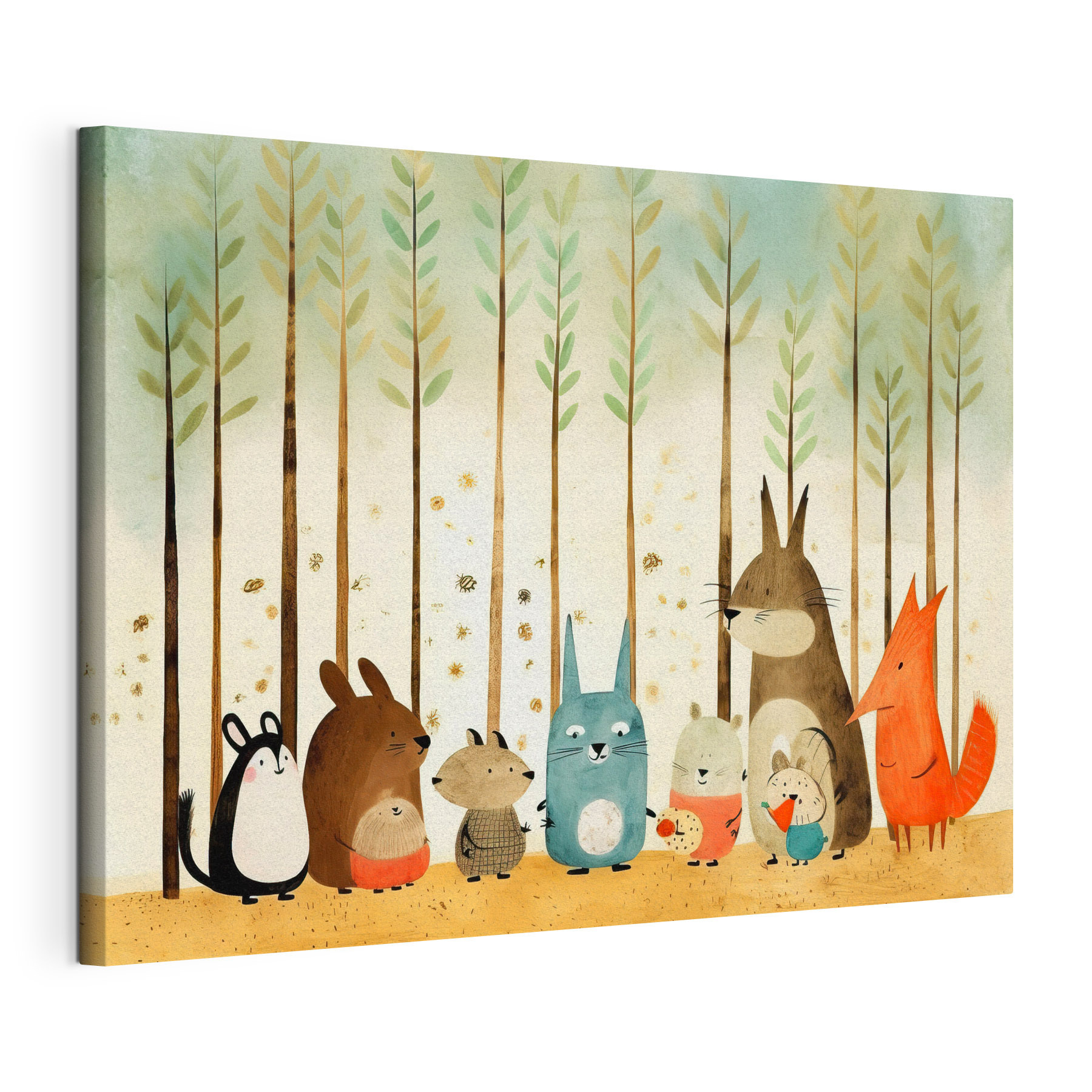 A group of animals in a line A group of animals in a line