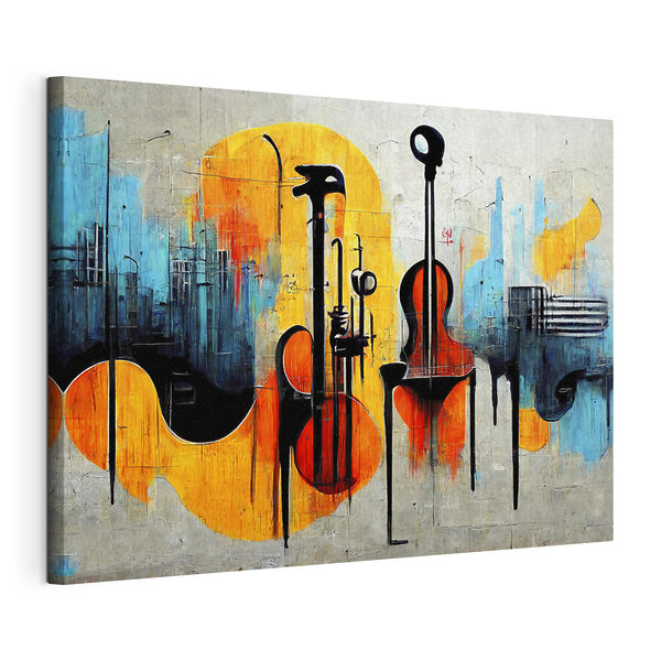 Obraz przedstawiający gitary i instrumenty Obraz Obraz przedstawiający gitary i instrumenty