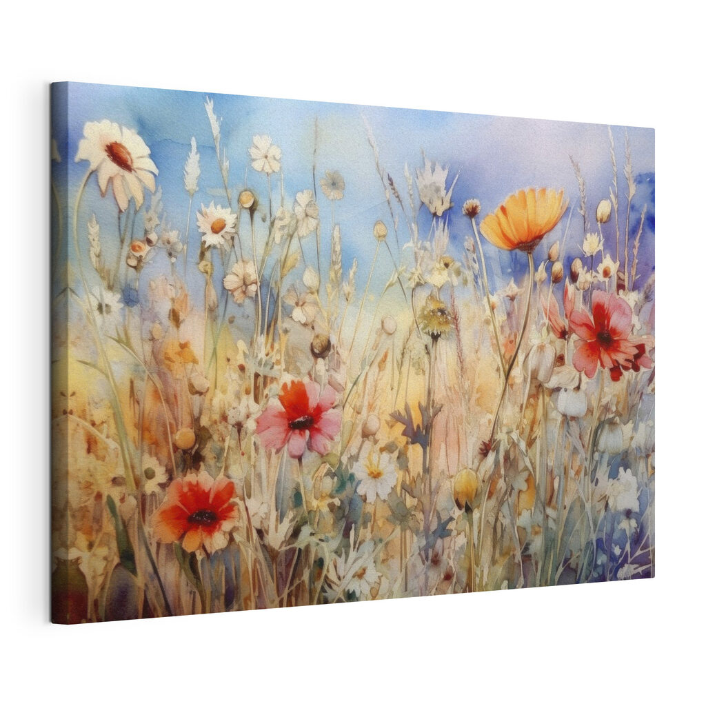 A painting of flowers and grass A painting of flowers and grass