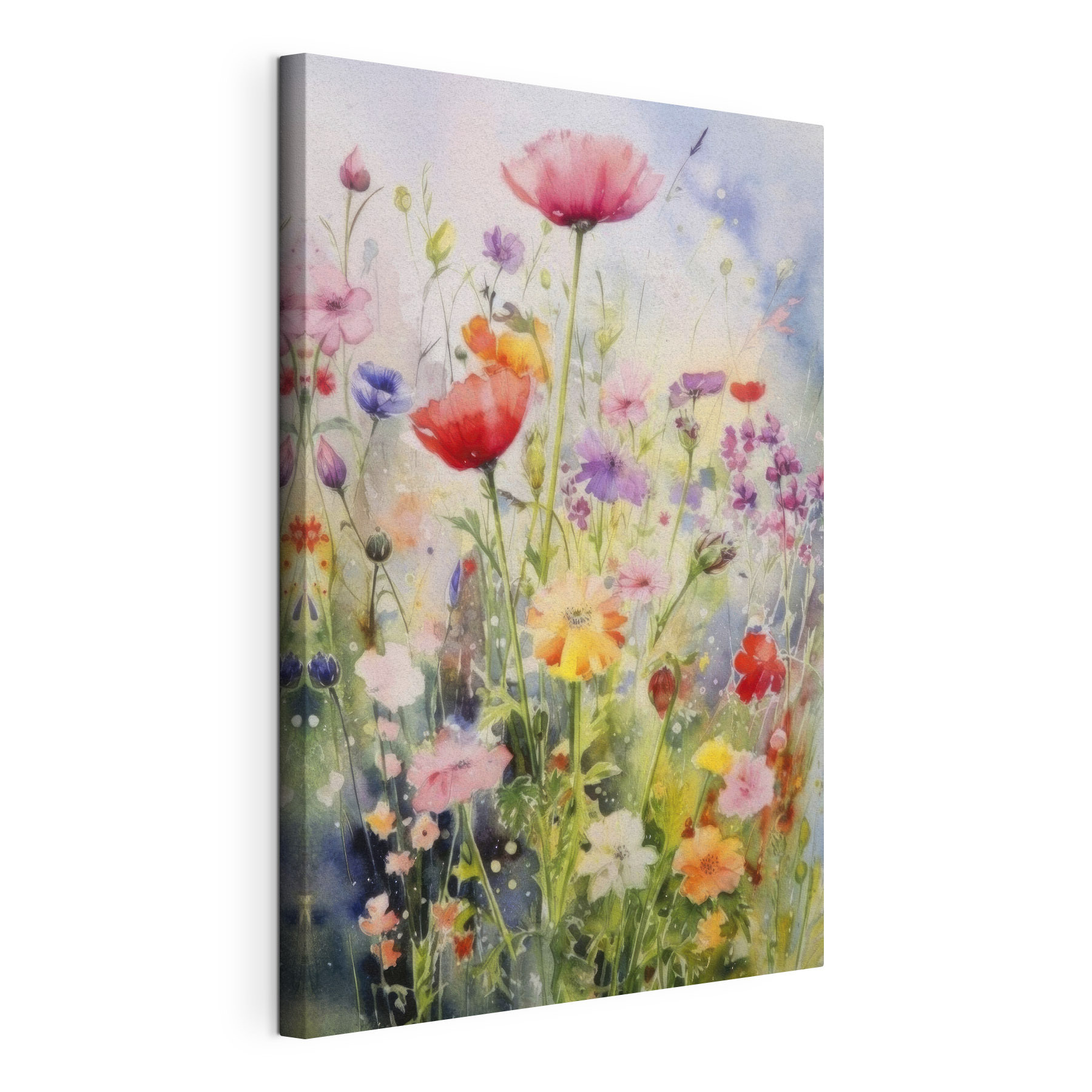 A painting of flowers in a field