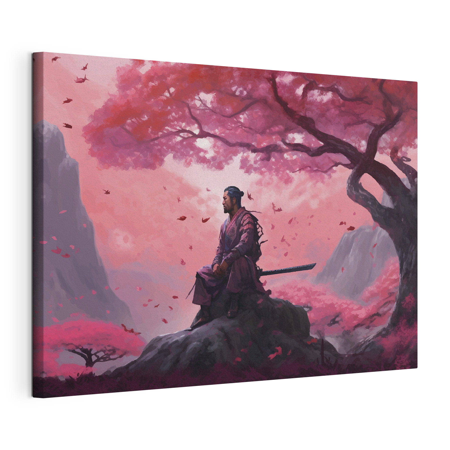 A man sitting on a rock with a sword A man sitting on a rock with a sword