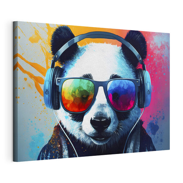 Obraz Panda w słuchawkach i okularach przeciwsłonecznych (SKU: s33547) Obraz Obraz Panda w słuchawkach i okularach przeciwsłonecznych (SKU: s33547)