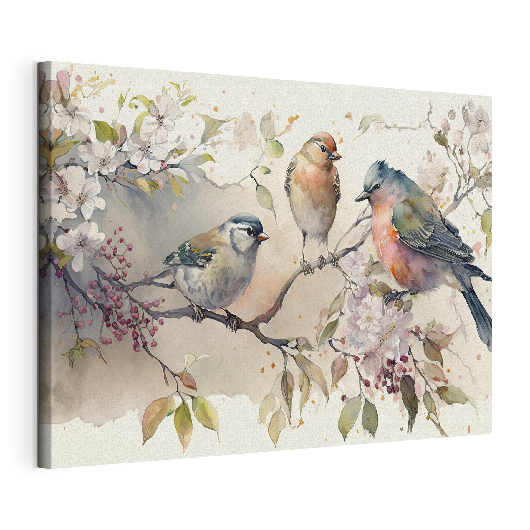 A group of birds on a branch A group of birds on a branch