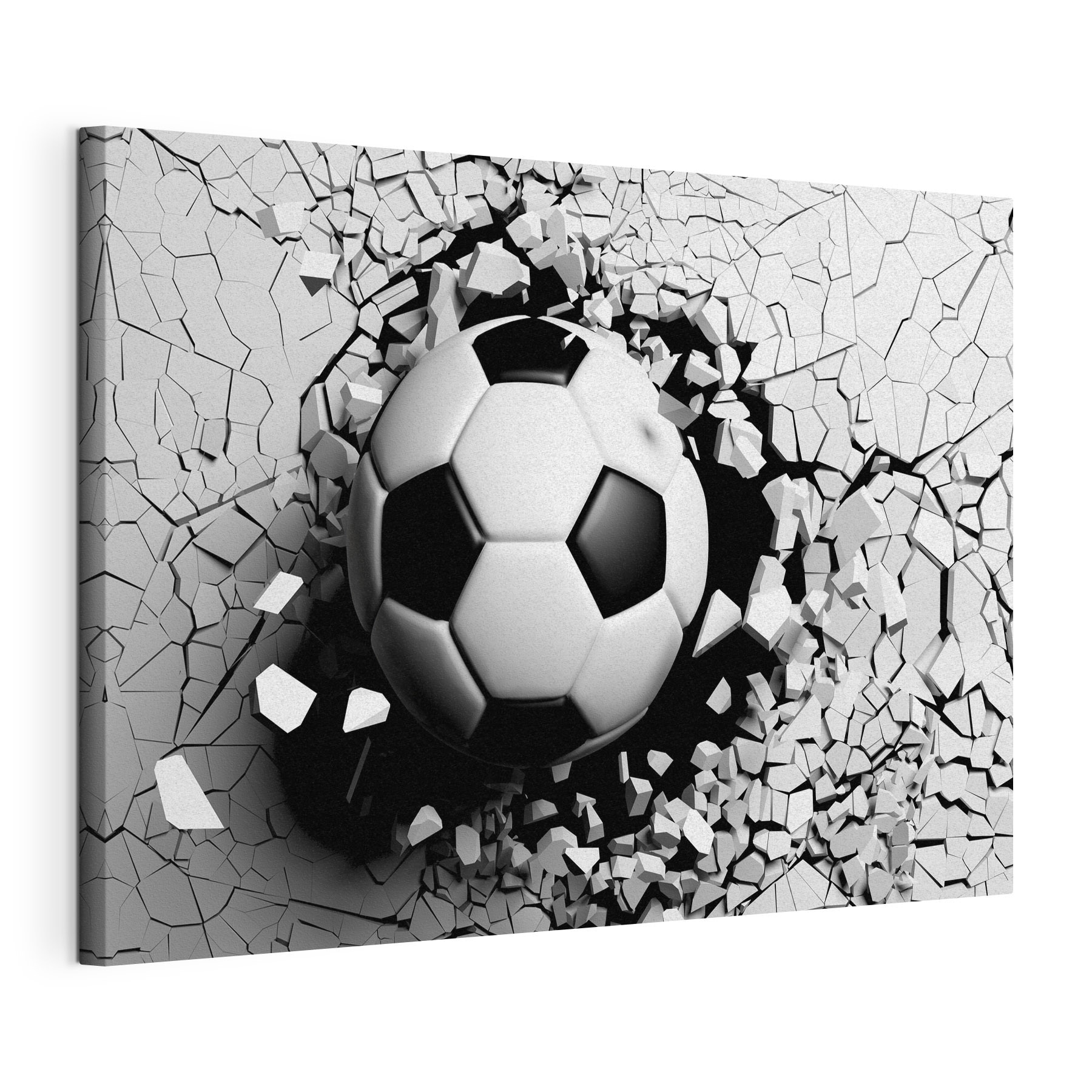 A football ball breaking through a wall A football ball breaking through a wall