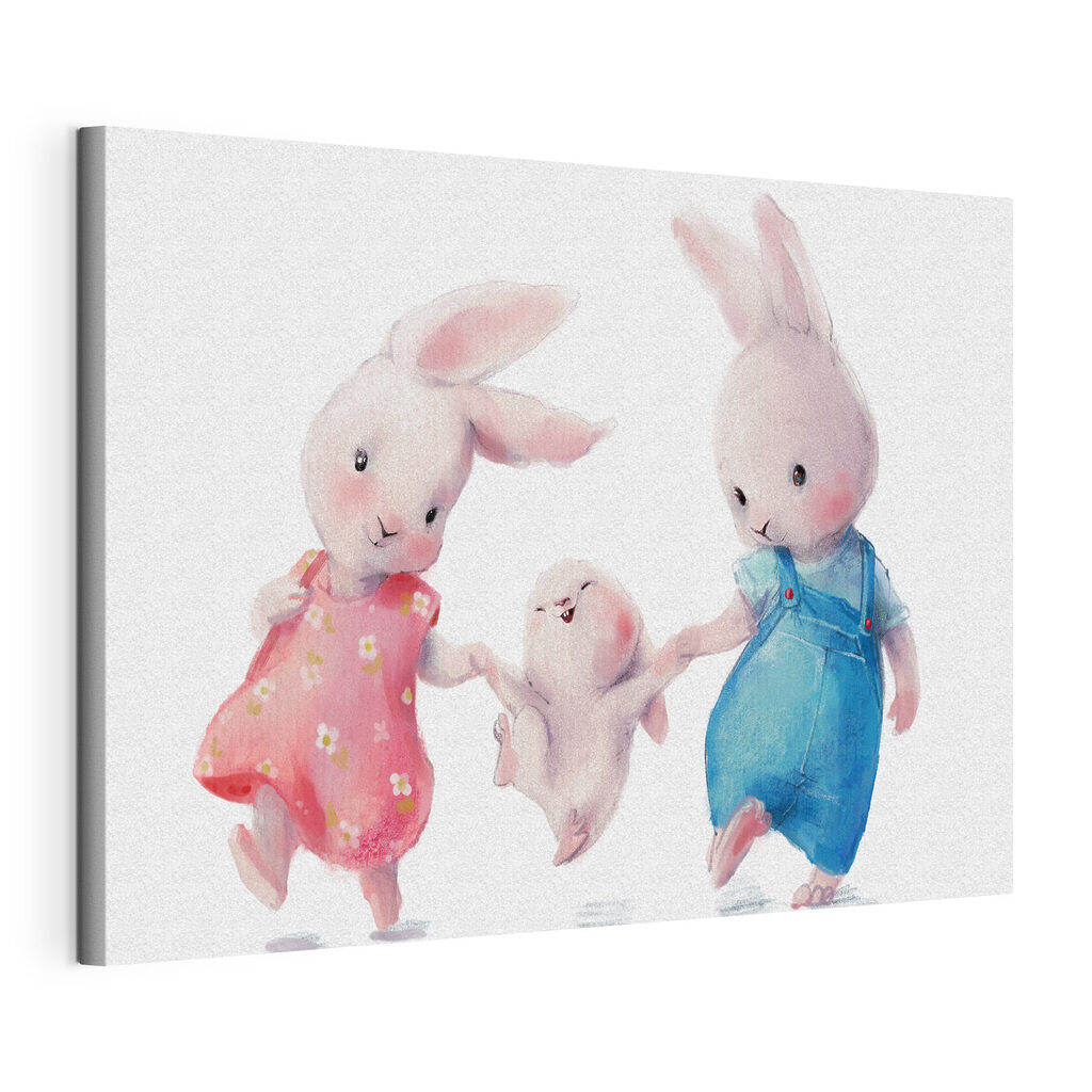 A group of bunnies holding hands