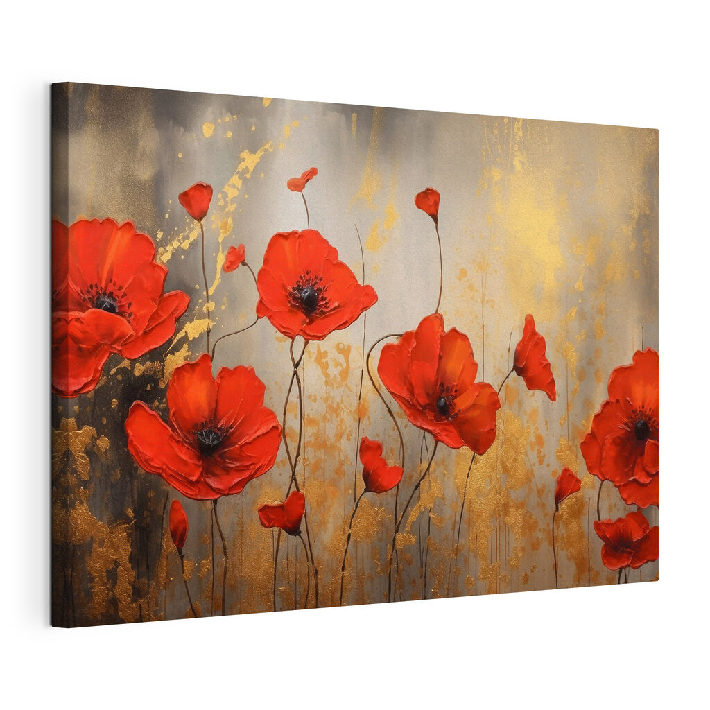 A painting of red flowers