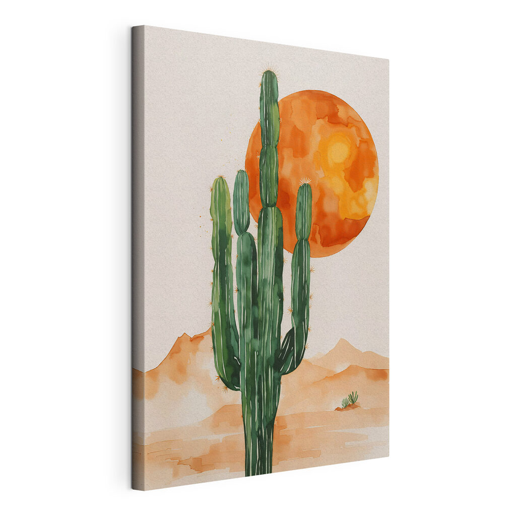 Painting of a cactus and a sun
