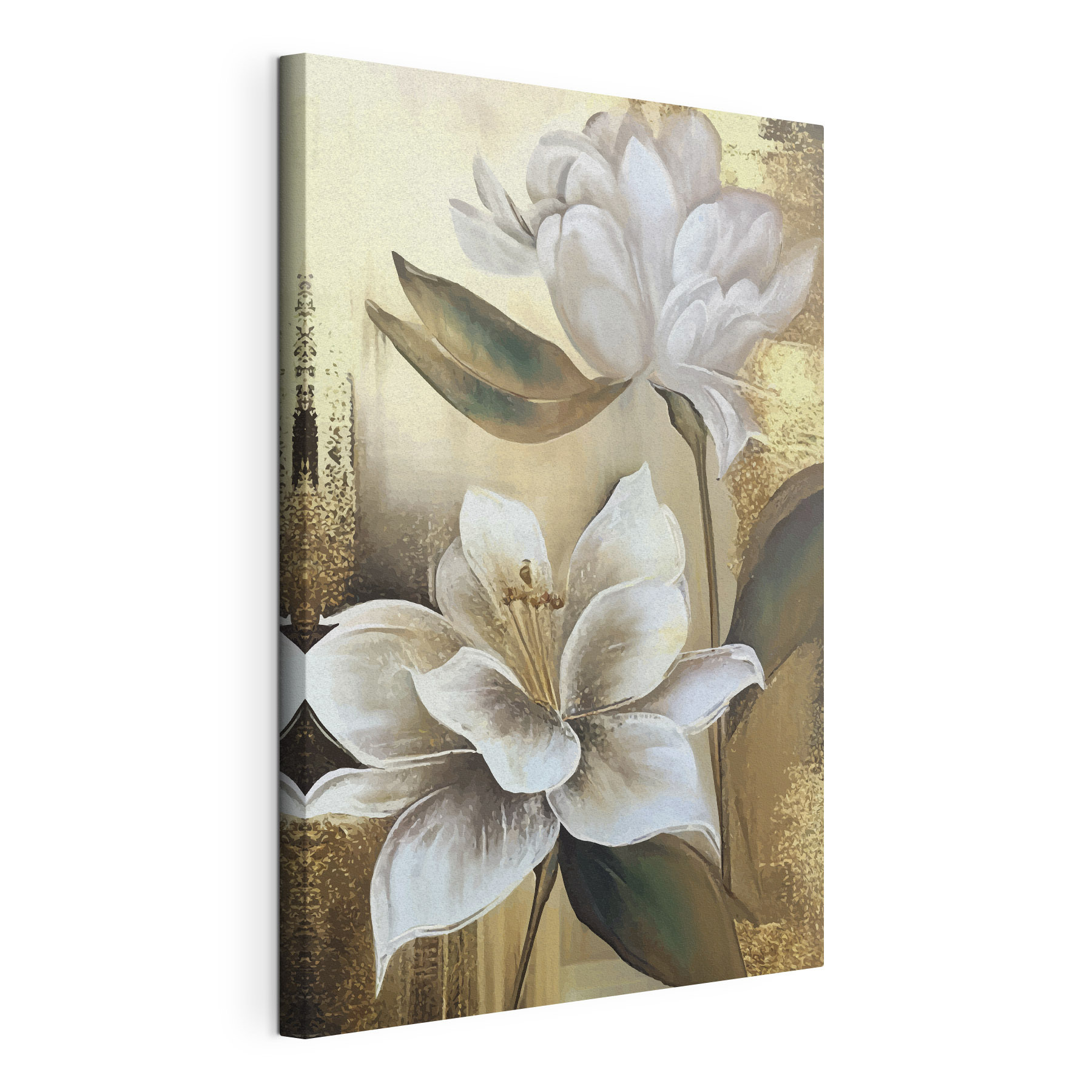 A painting of flowers on a wall