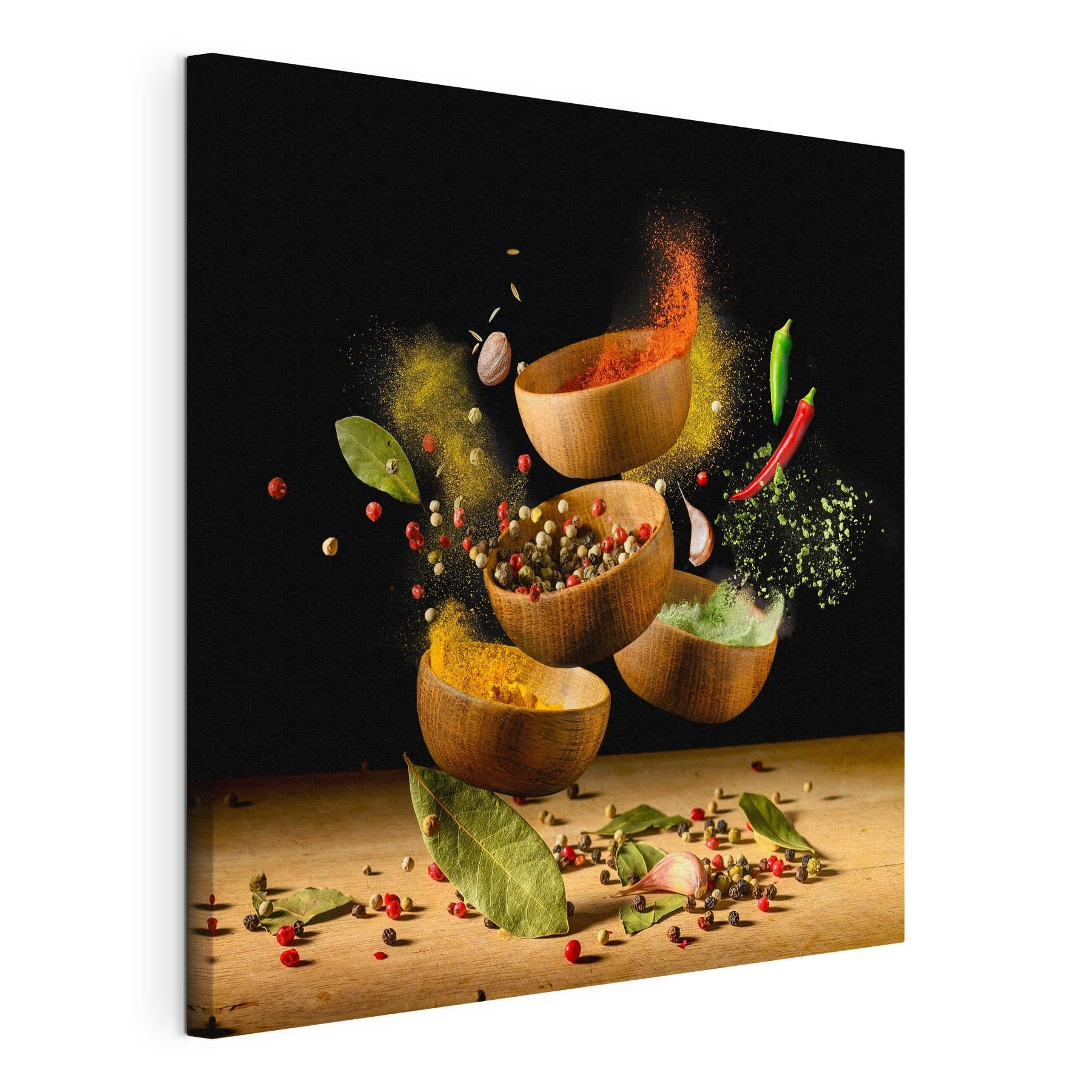 A group of bowls with spices and herbs A group of bowls with spices and herbs