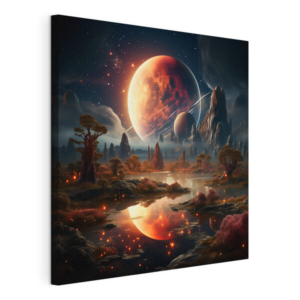 Obraz A landscape with a river and a moon (SKU: s37392)