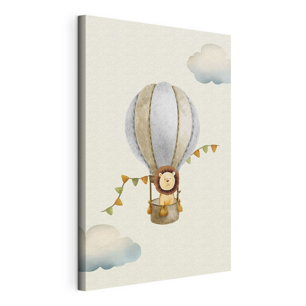 A lion in a hot air balloon A lion in a hot air balloon