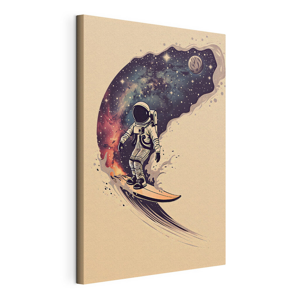 An astronaut riding a surfboard