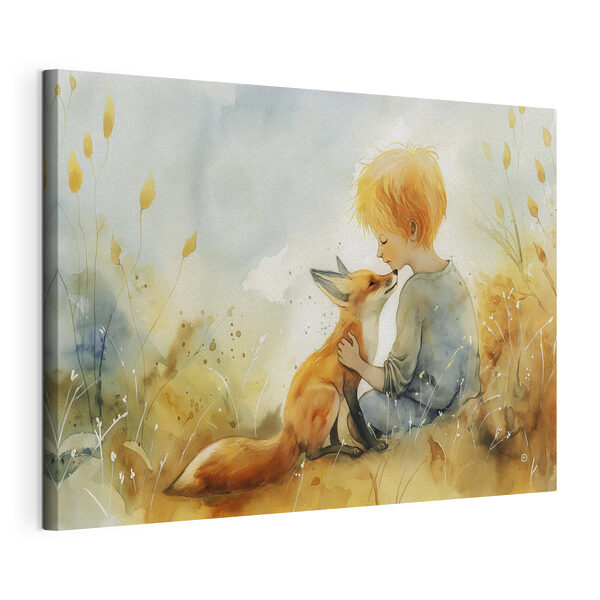 A child hugging a fox A child hugging a fox