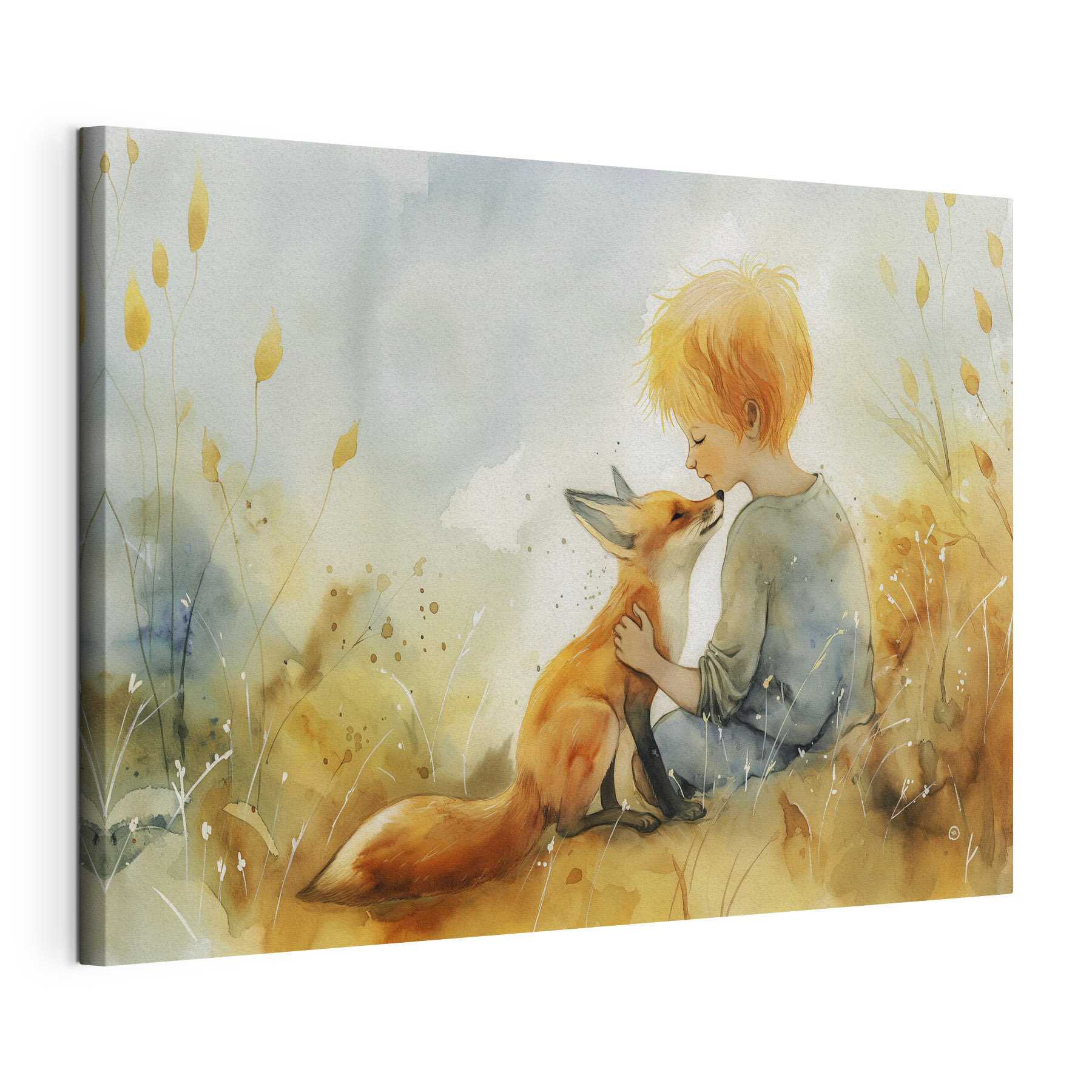 A child hugging a fox A child hugging a fox