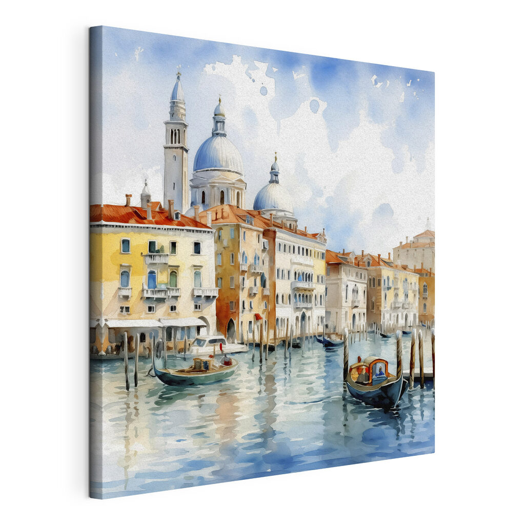 Watercolor of Grand Canal with boats and buildings Watercolor of Grand Canal with boats and buildings