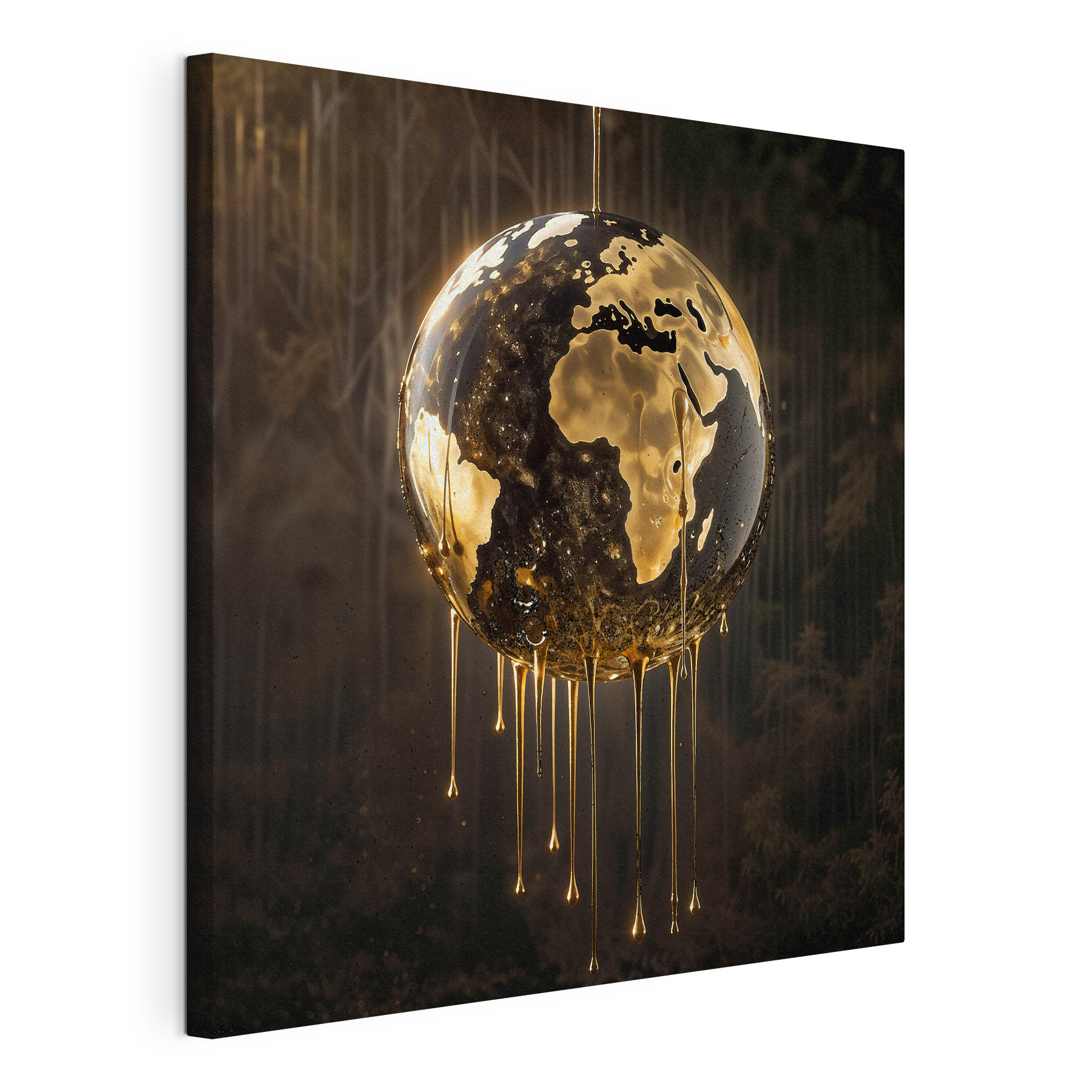 A globe with dripping liquid