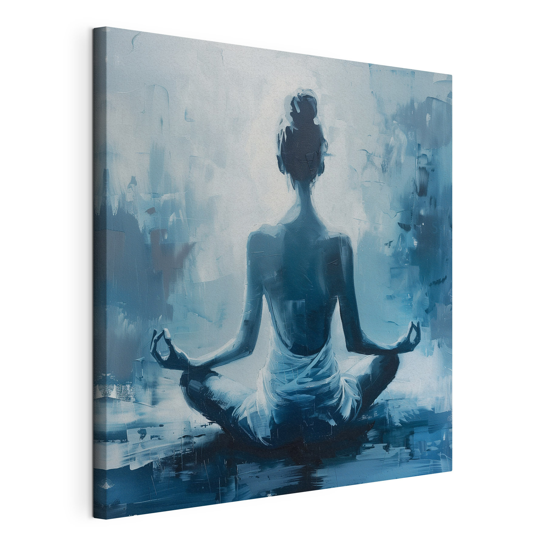 A painting of a woman sitting in a lotus pose