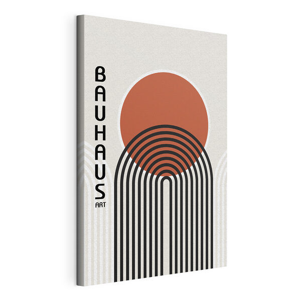 A graphic design with black lines and a red circle