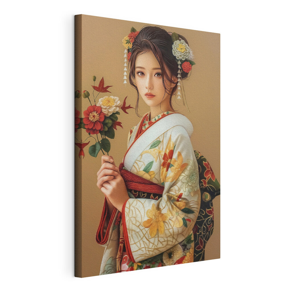 Woman holding flowers in her hair