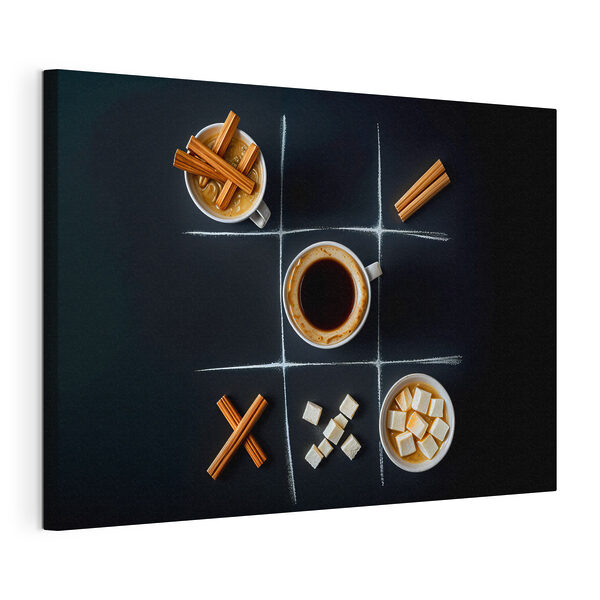 Obraz Obraz Gra w kółko i krzyżyk z kawą i piankami marshmallows (SKU: s40163)