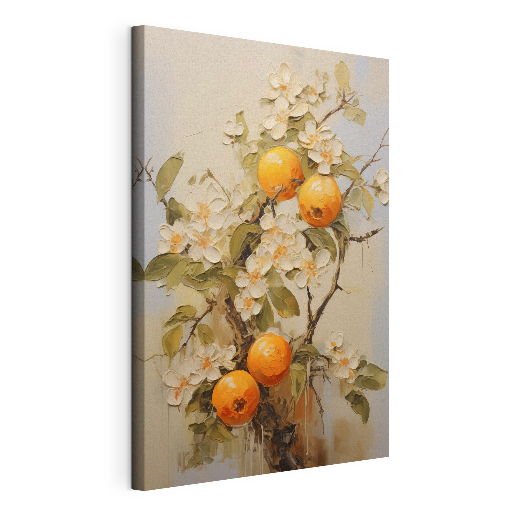 Painting of oranges and flowers