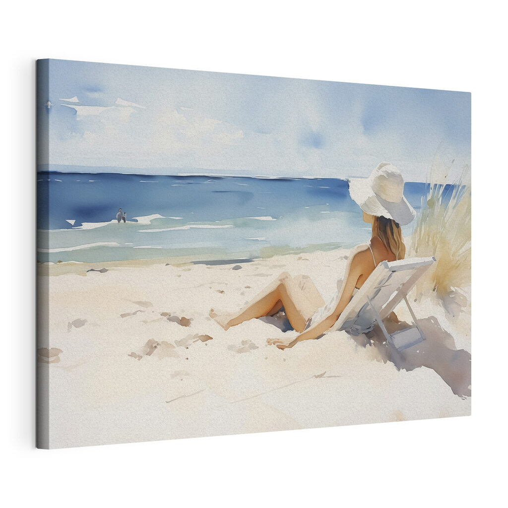 Woman sitting in a chair on a beach