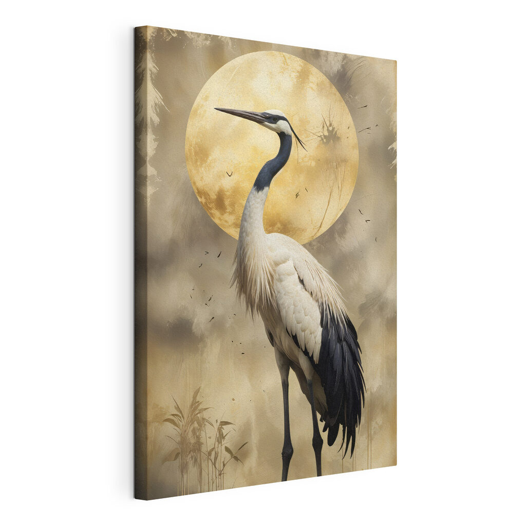 Bird standing in front of a full moon Bird standing in front of a full moon