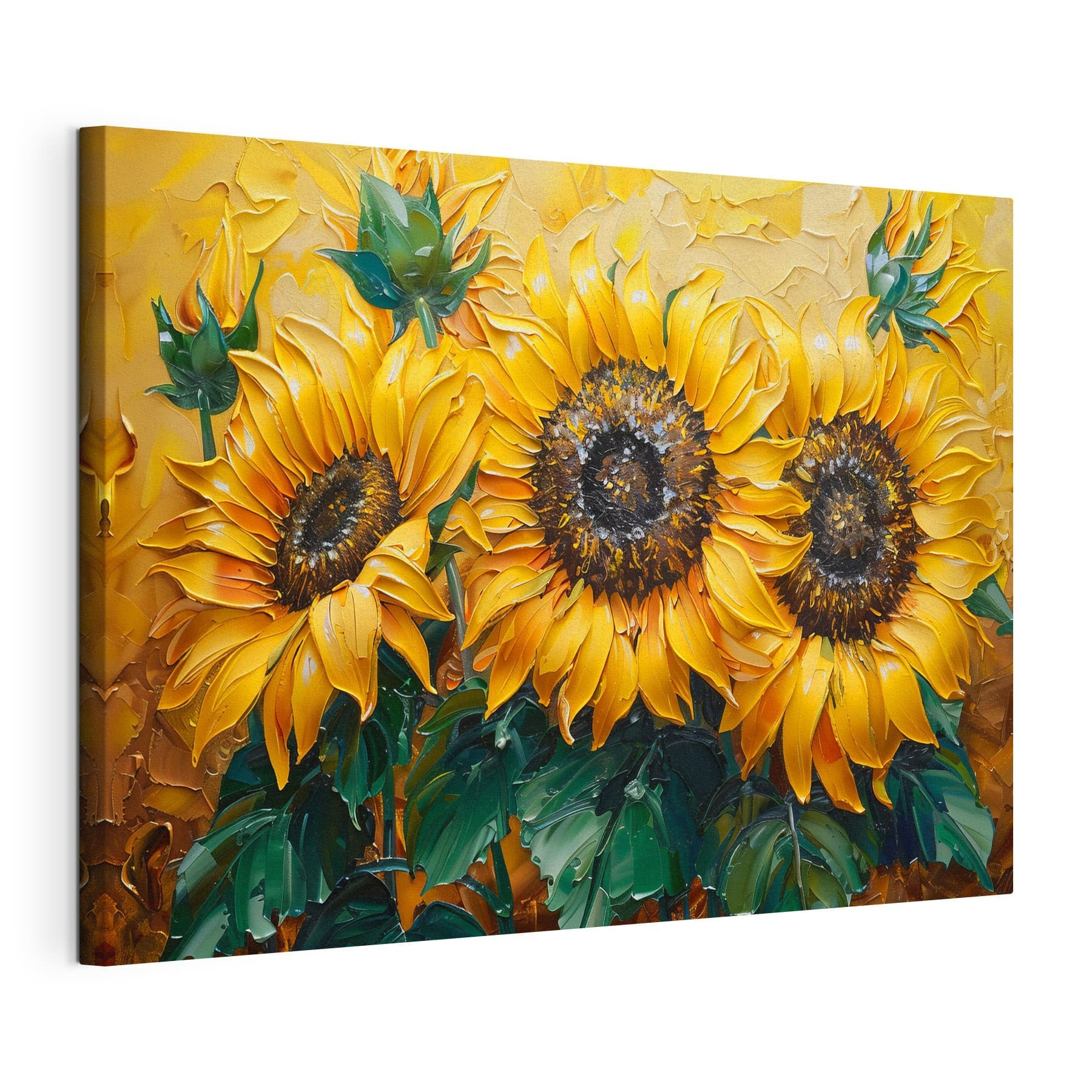 Close up of a painting of sunflowers