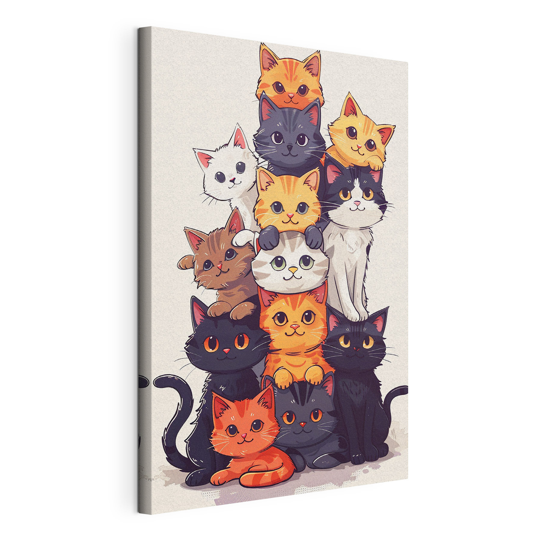 Group of cats stacked together