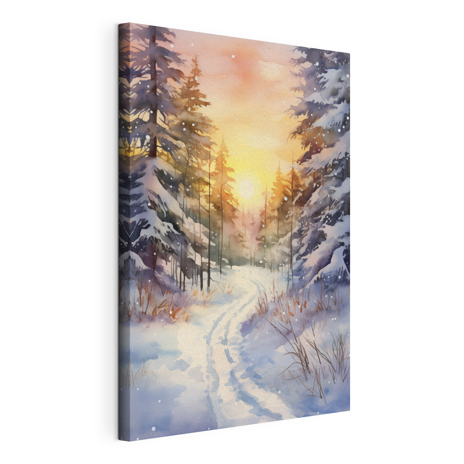 Watercolor painting of a snowy forest Watercolor painting of a snowy forest