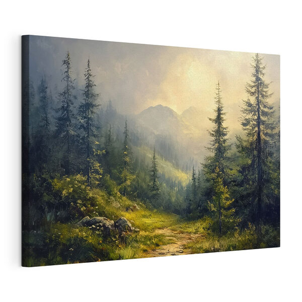 Obraz Painting of a forest with mountains and trees (SKU: s42019) Obraz Painting of a forest with mountains and trees (SKU: s42019)