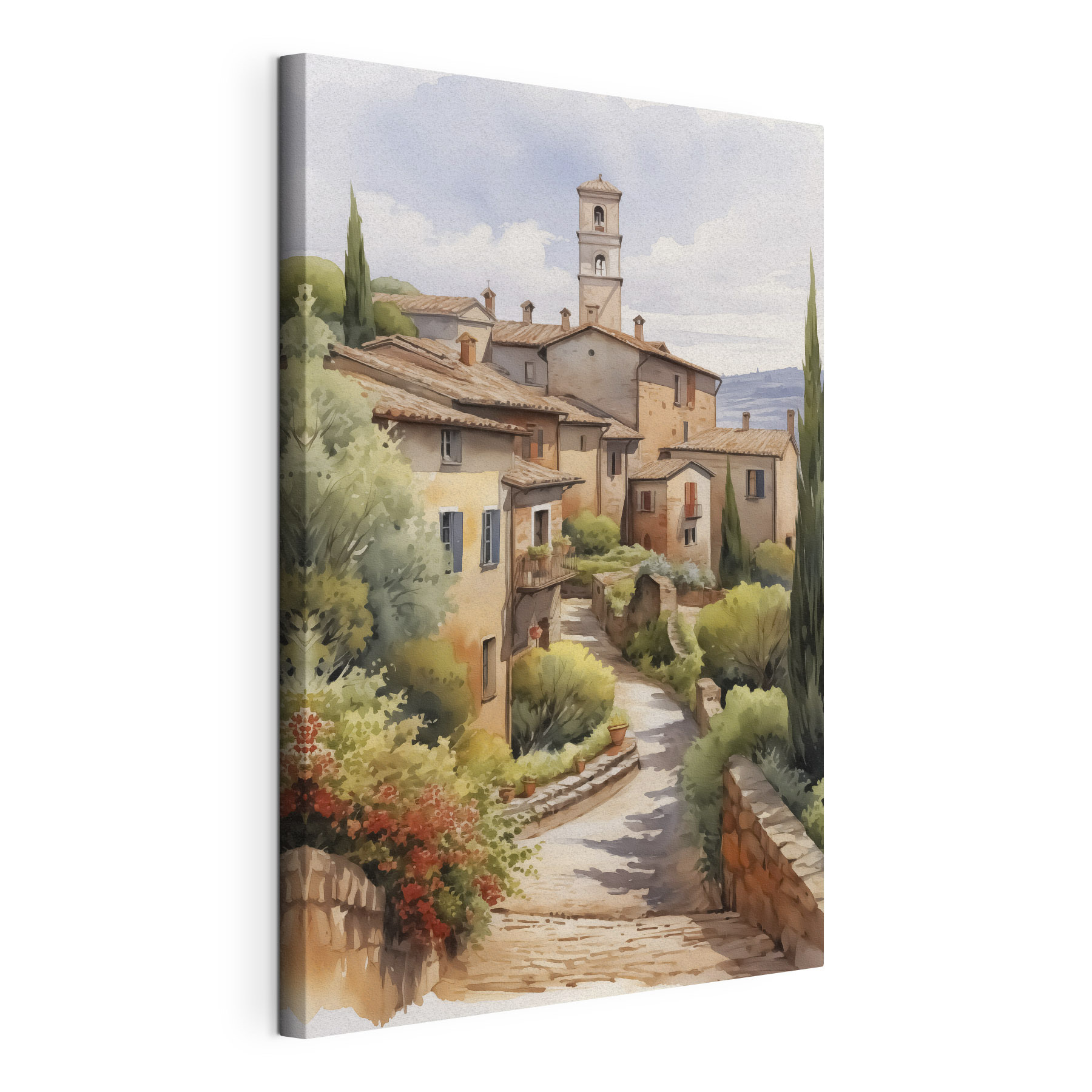 Watercolor painting of a village Watercolor painting of a village