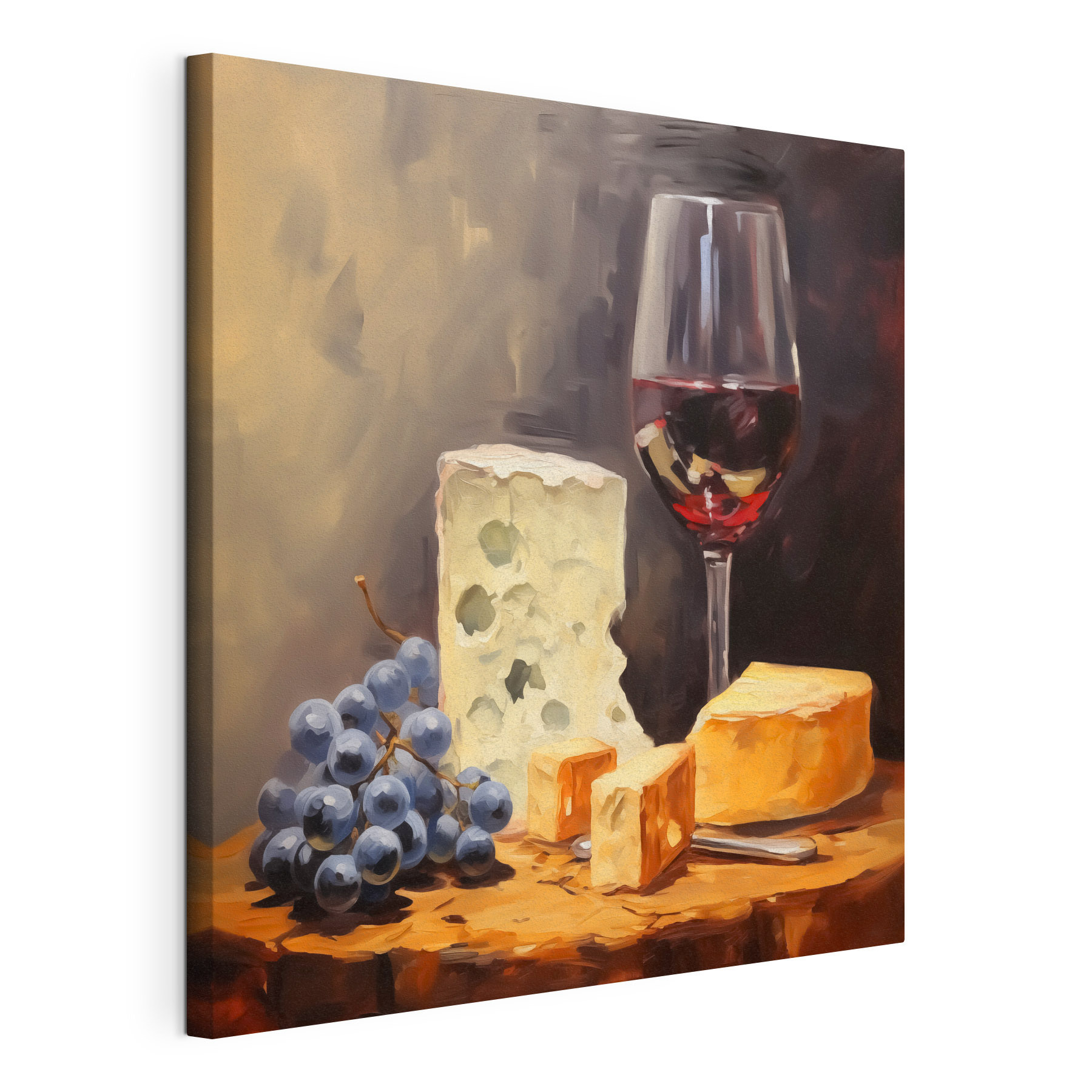Glass of wine and cheese on a table