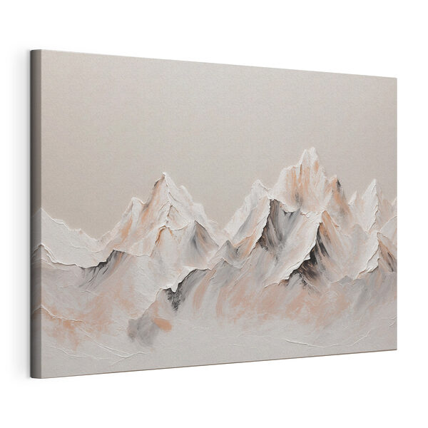 Painting of mountains with white and brown colors Painting of mountains with white and brown colors