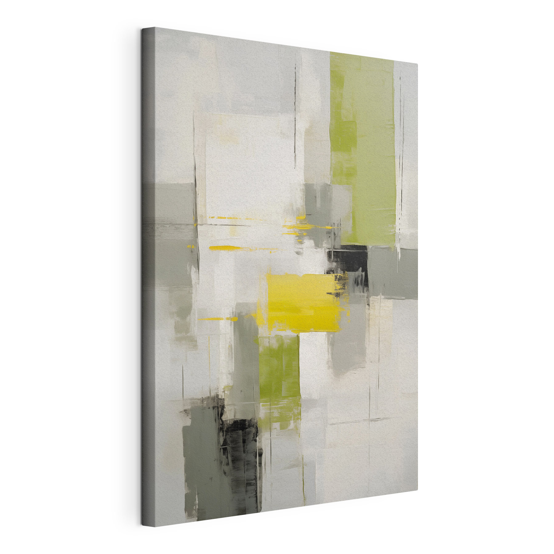 Painting of a grey and yellow art