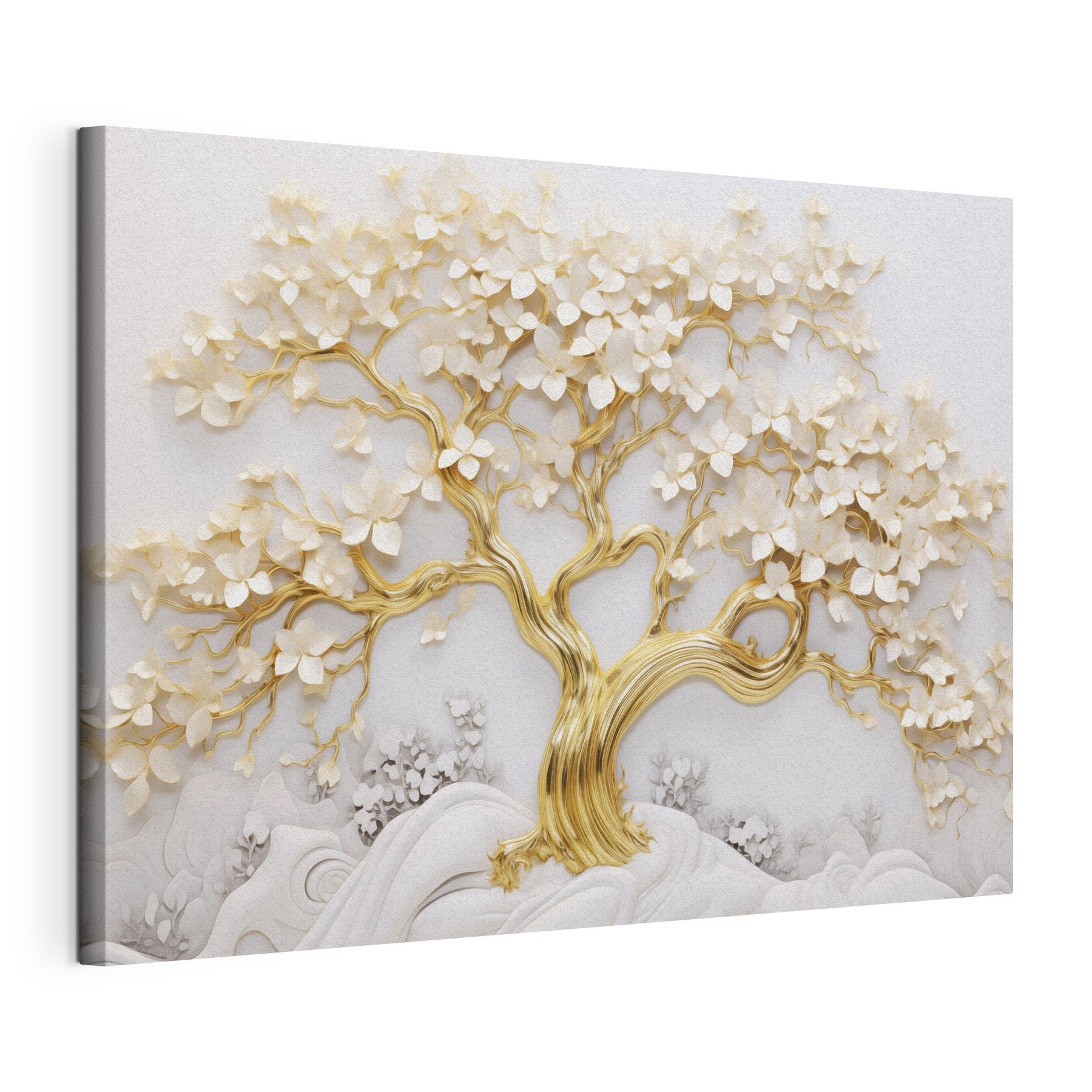 Tree with white leaves and flowers