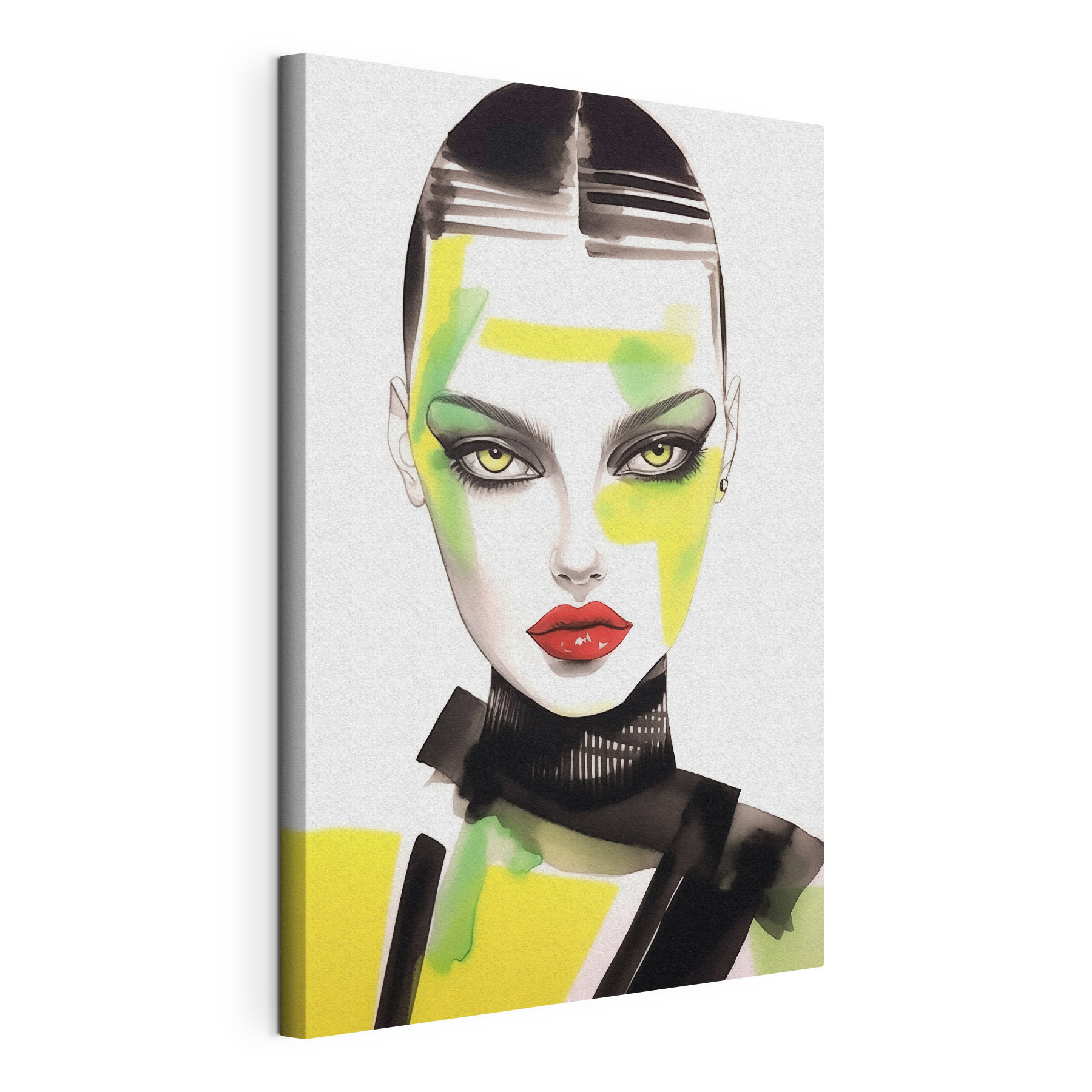 Woman with green and yellow makeup Woman with green and yellow makeup
