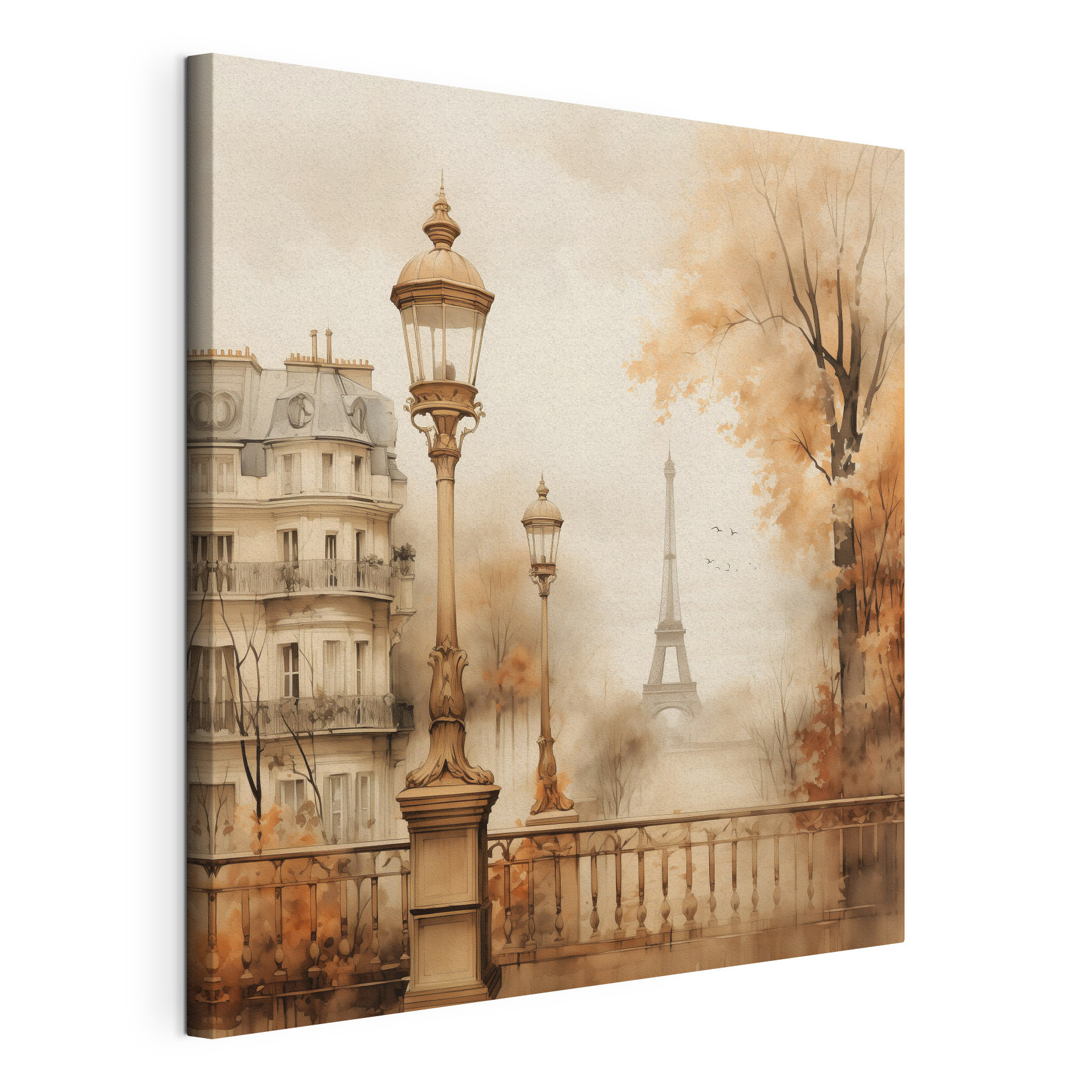 Street lamp and trees with a tower in the background Street lamp and trees with a tower in the background