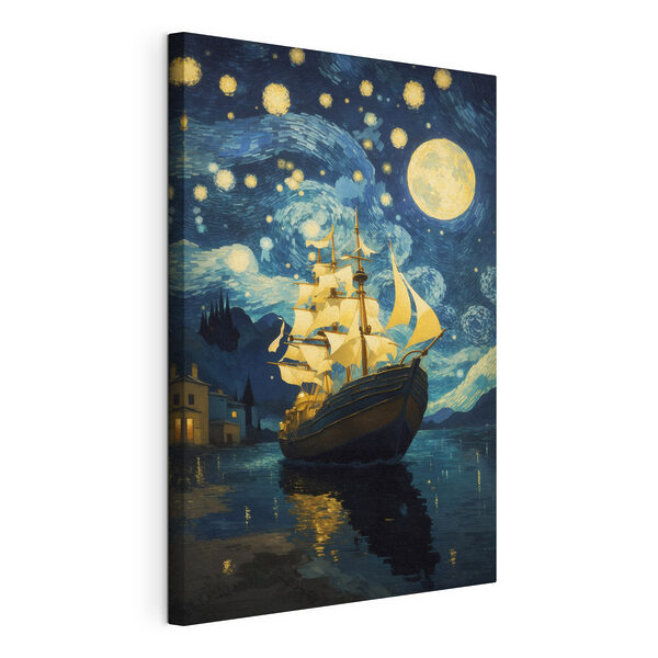 Painting of a ship in the water