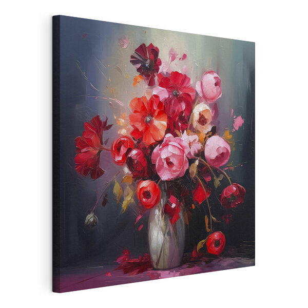A painting of flowers in a vase