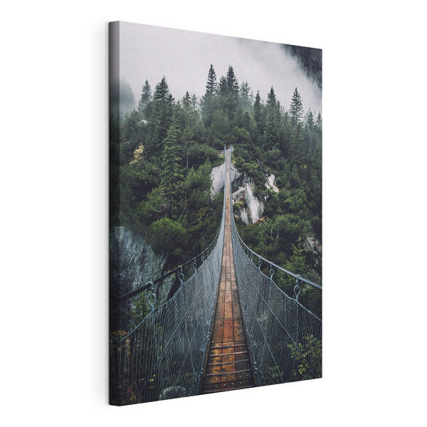 A suspension bridge over a cliff