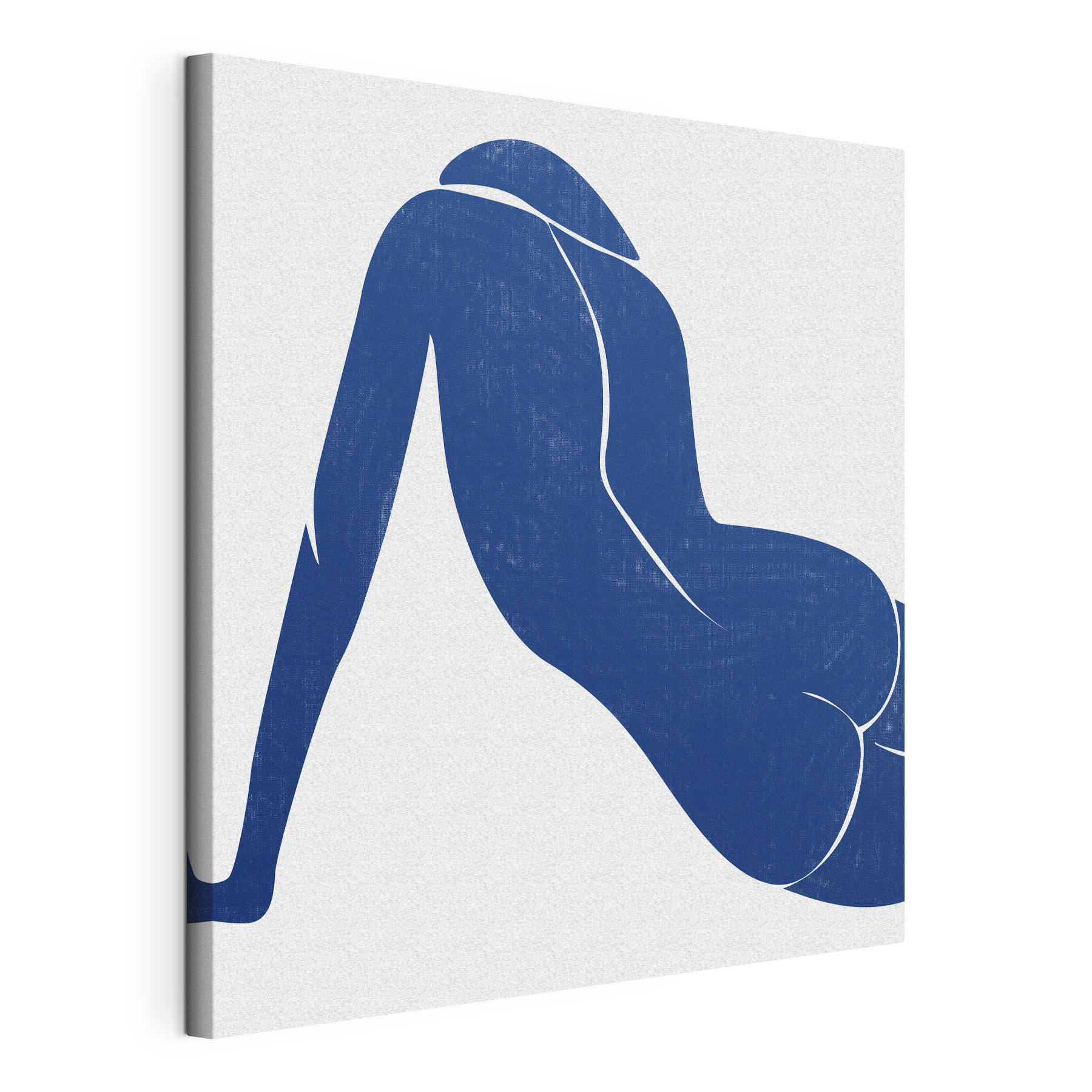 A blue drawing of a woman