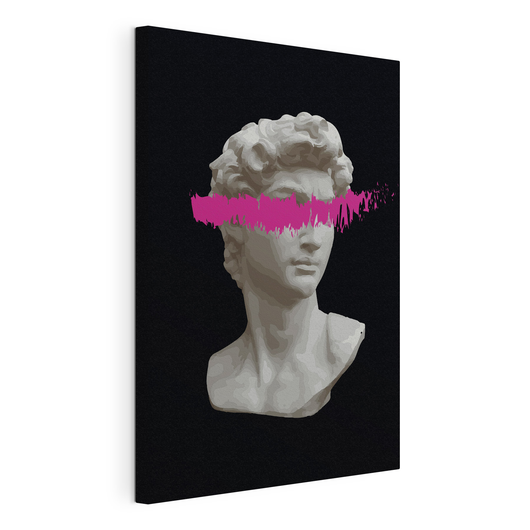 A statue of a man with a pink line A statue of a man with a pink line