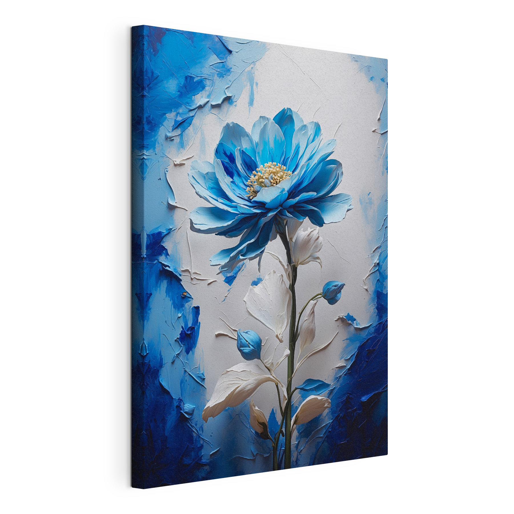 Blue flower with white leaves